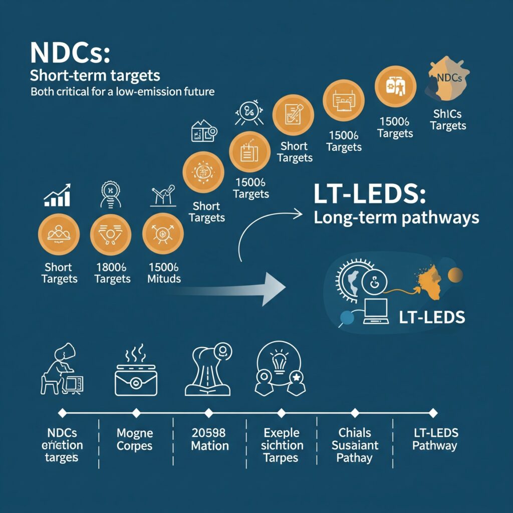 NDCs: Short-term targets. LT-LEDS: Long-term pathways. Both critical for a low-emission future.