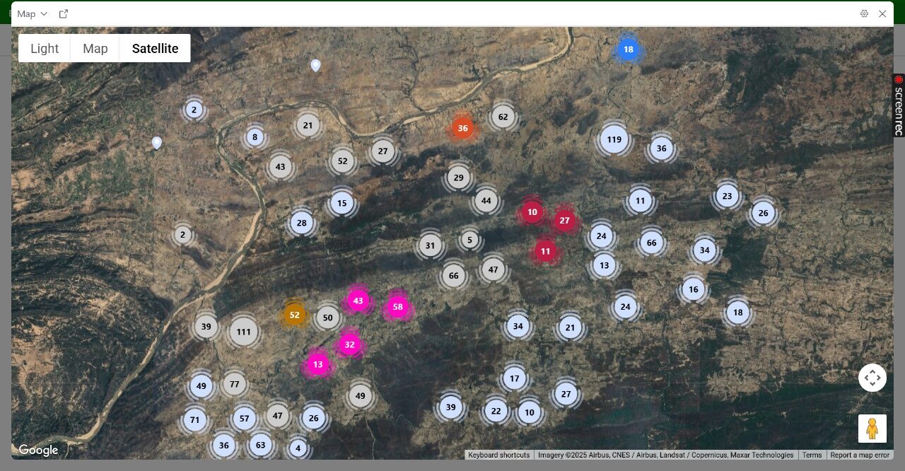 Map View of Count of point where Improved Cookstoves were distributed