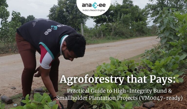 Anaxee Digital Runners field team working on bund plantations for smallholder agroforestry, promoting sustainable, VM0047-ready carbon projects with real-world economic impact.