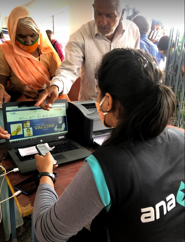 Anaxee Digital Runner helping rural villagers register on CoWIN during Project Swaraksha